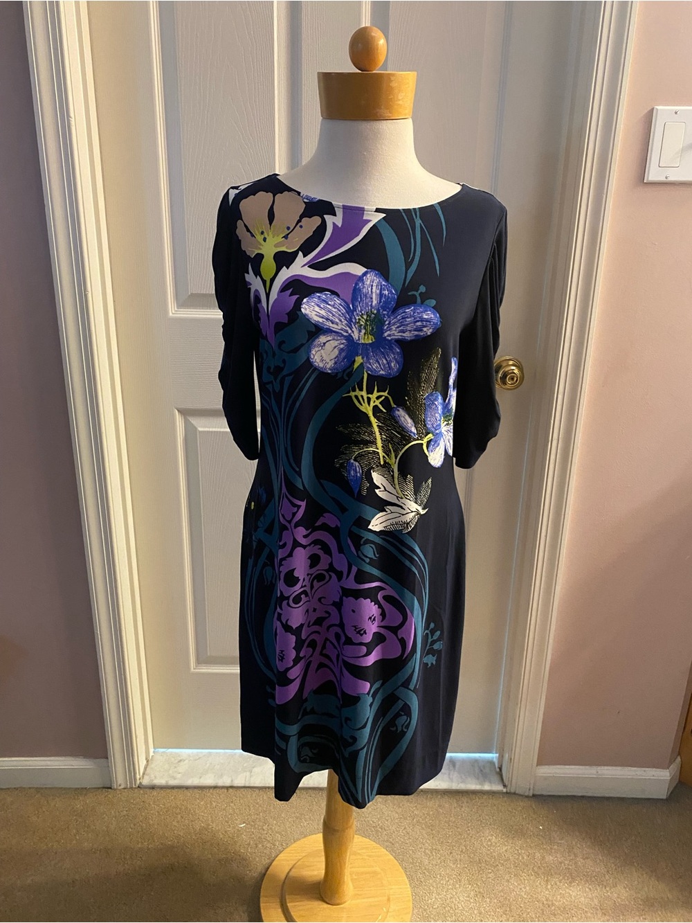 Morgan McFeeters Navy Dress with Purple & Blue Floral Print